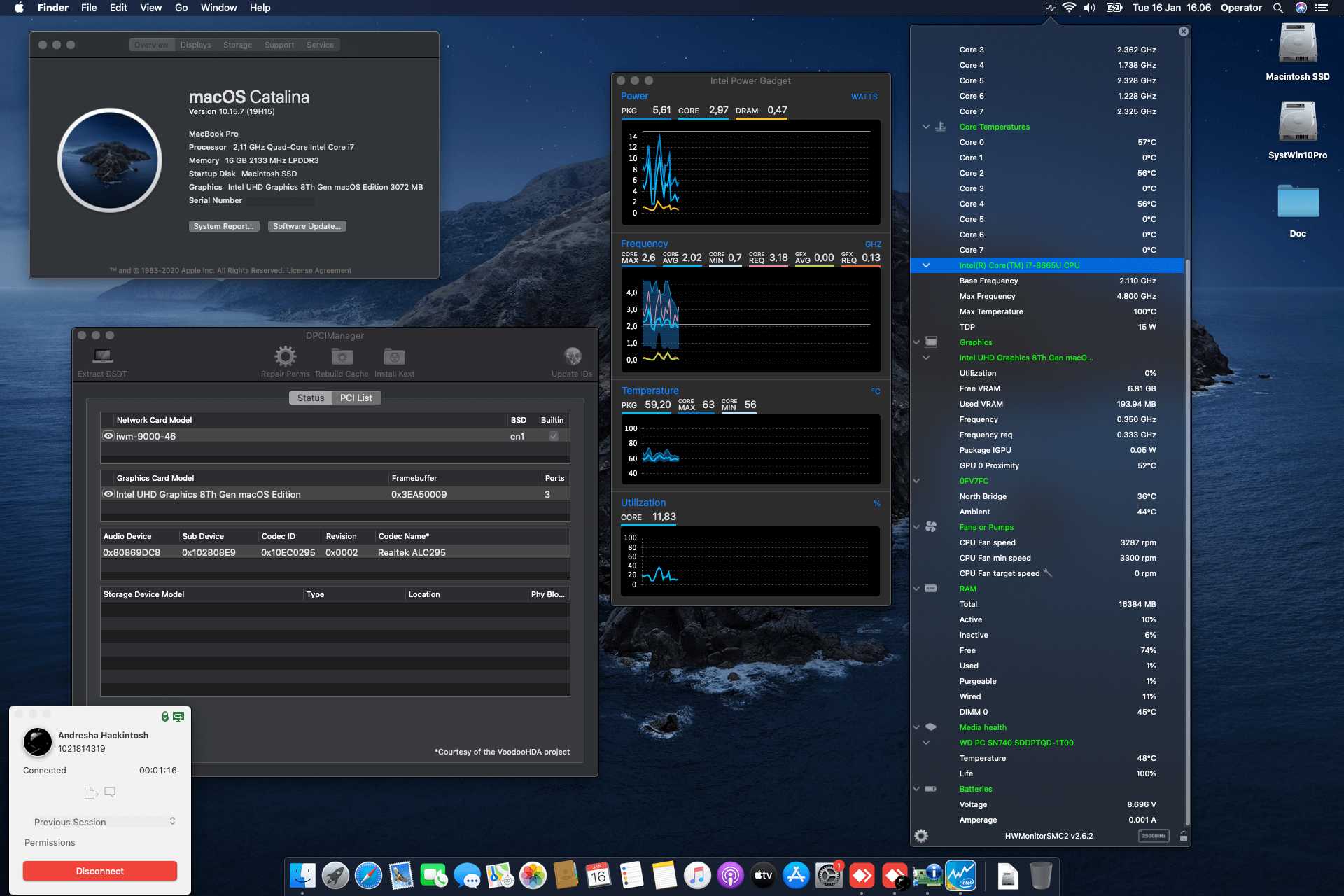 Success Hackintosh macOS Catalina 10.15.7 Build 19H15 in Dell Latitude 7200 Tablet 2 In 1
